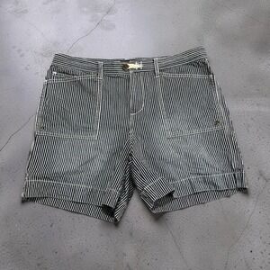 Lauren Jeans Co Ralph Lauren Hickory Stripe Denim Shorts Blue White Womens 10